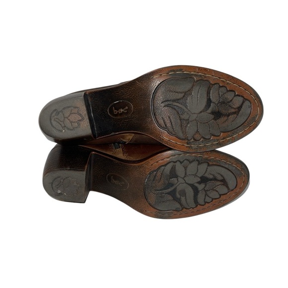 BOC Women's Booties Size 8M Brown Leather Ankle Boots Side Zip Buckle Strap - Picture 7 of 14